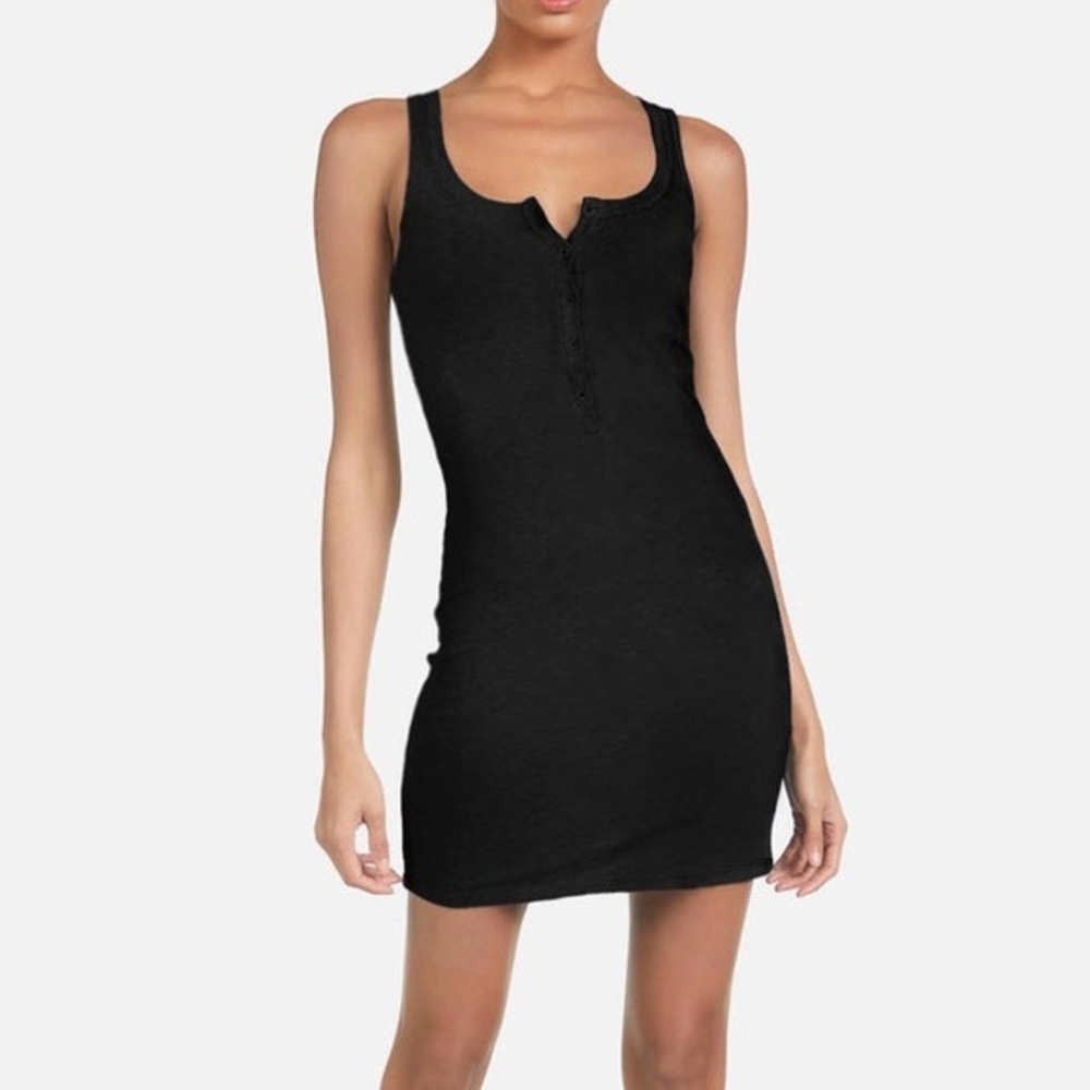 Michael Lauren ribbed black short dress